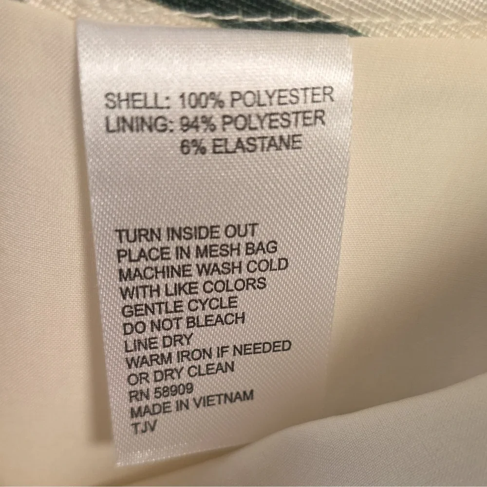 Preston & York Green & White Animal Print Lined Satin Pencil Skirt Size 16